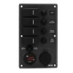 Ηλεκτρικός Πίνακας LED 4 Διακοπτών με μετρητή μπαταρίας και φορτιστή USB