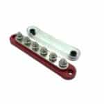 Μπάρα σύνδεσης Αρνητικών 6 Θέσεων x M6 150A - Κόκκινο